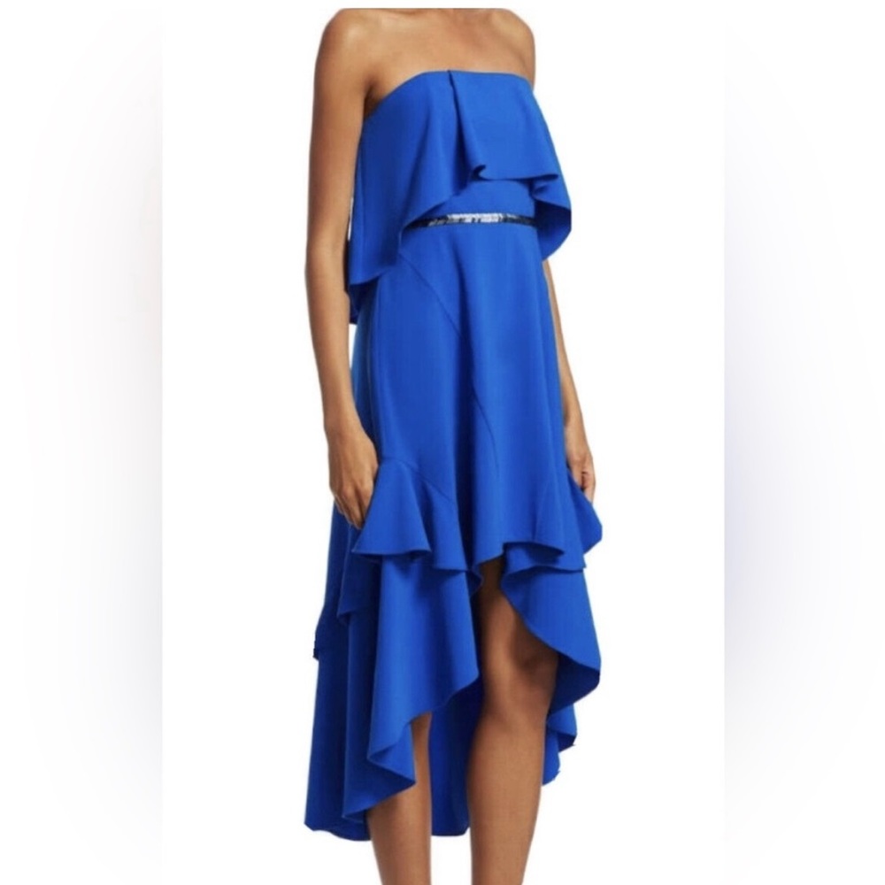Haltson Heritage Strapless midi dress, high-low, Cobalt Blue, Size 8, NWT - Picture 2 of 6
